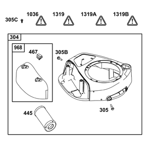 Blower Housing Group Diagram and Parts List for 31Q507-0003-H5 200000 - 399999 Briggs and Stratton Engine